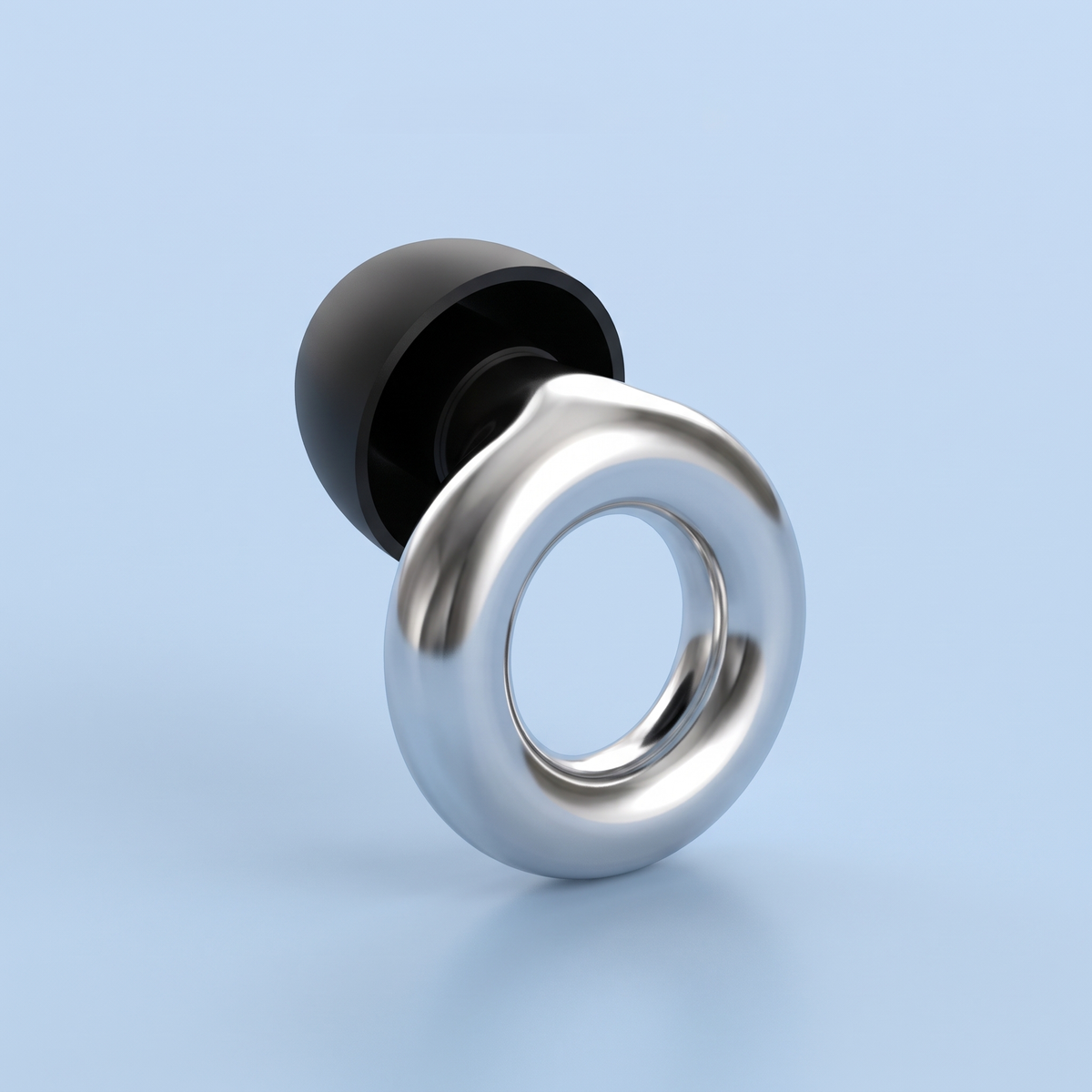 Metal Edition Earplugs in Silver, three quarter