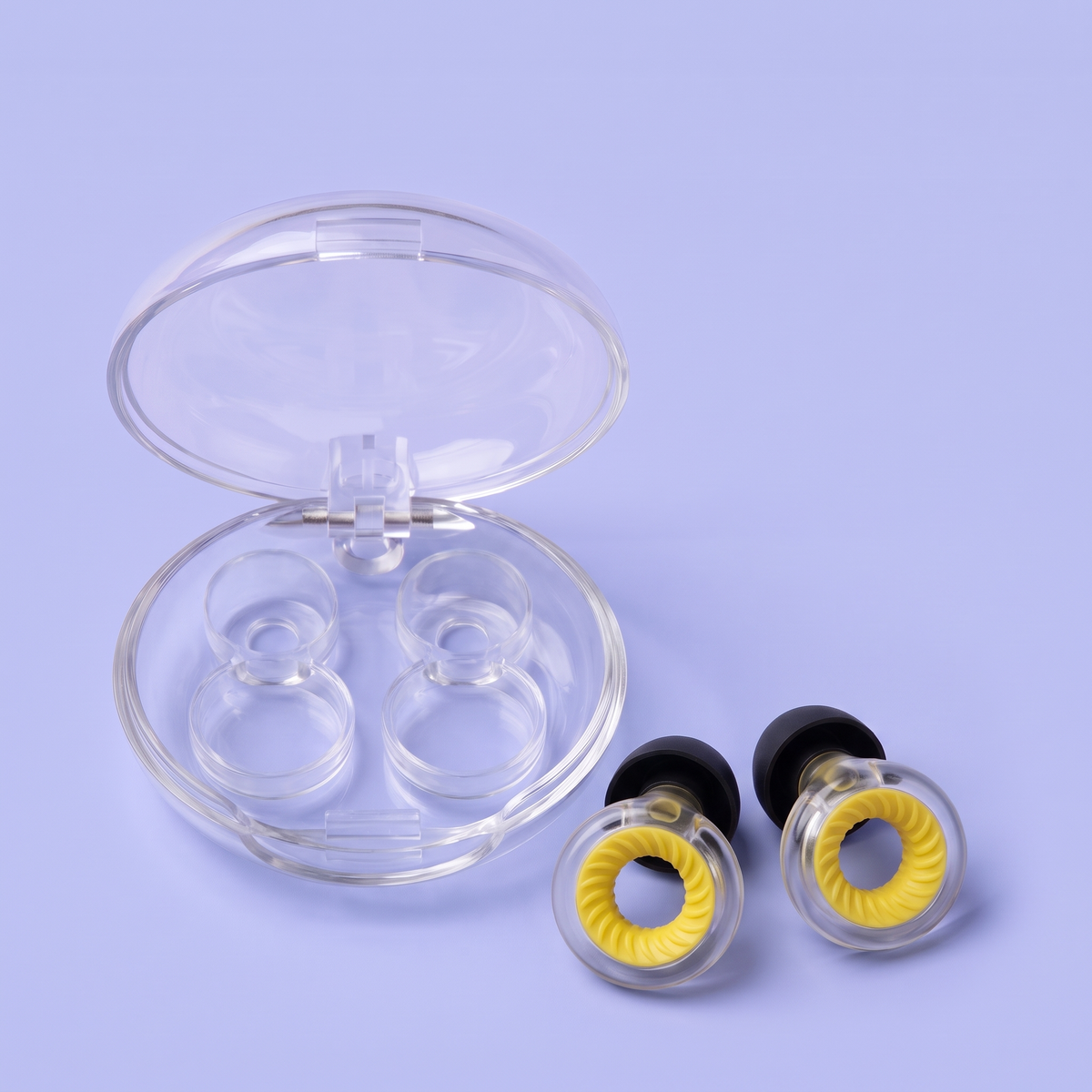 Ring Earplugs in Clear Yellow, hero