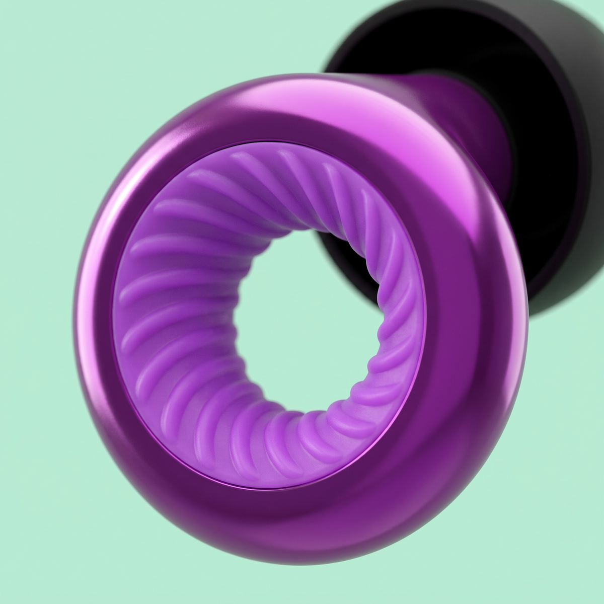 Ring Earplugs in Purple, macro